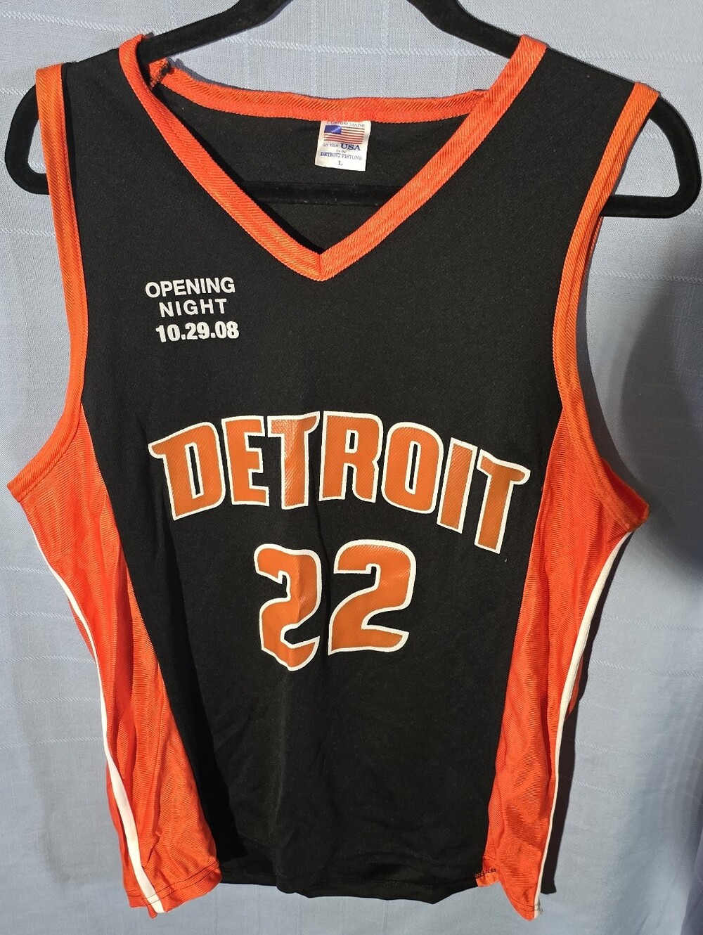 Detroit #22 Prince Opening Night 2008 Basketball Jersey in Black & Orange